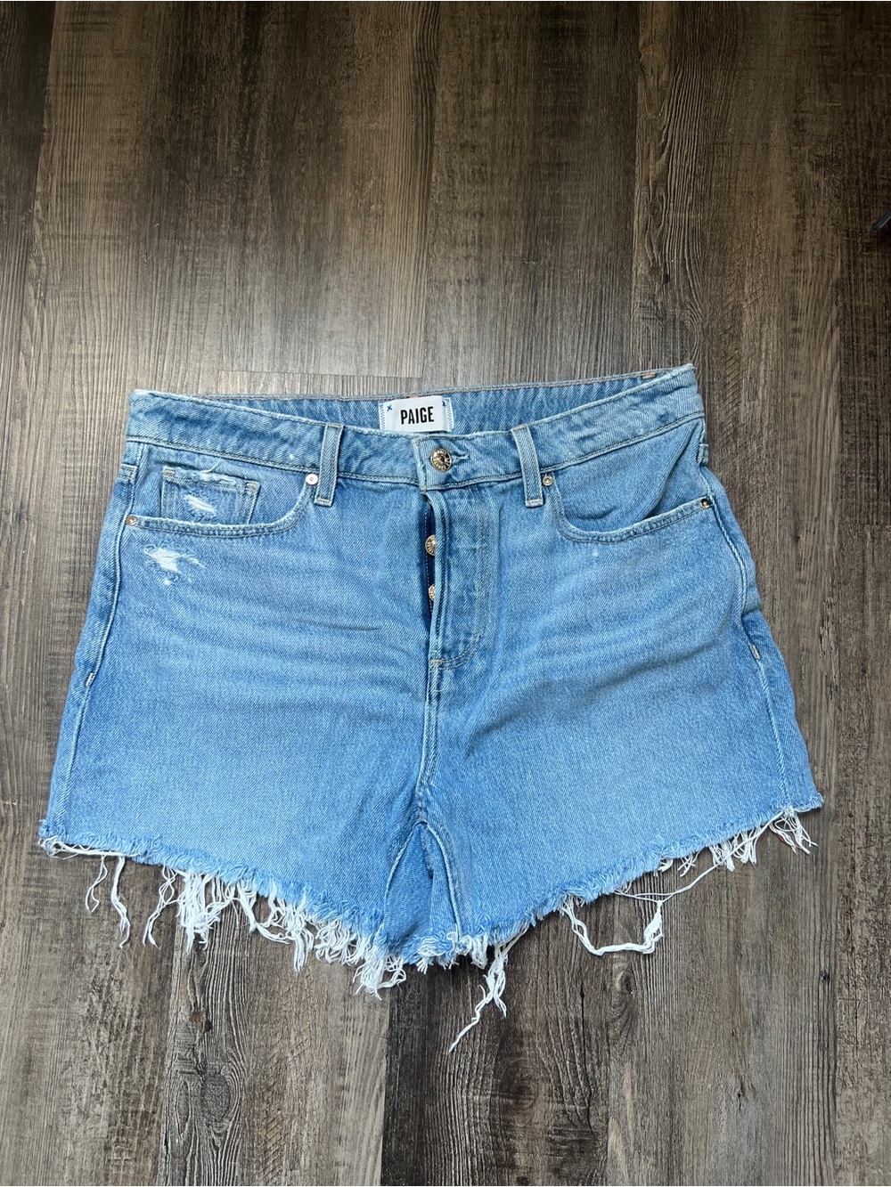 Paige Distressed Shorts High-Rise
